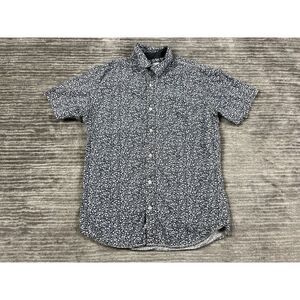 PD&C Shirt Mens‎ Medium Blue Short Sleeve 100% Cotton Button Up Casual